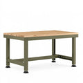 Établi 120 x 60 x 90 cm en bois et acier vert style industriel pour atelier