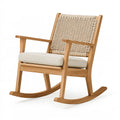 Fauteuil à bascule 100 cm en bois naturel et corde tressée avec assise écrue