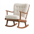 Fauteuil à bascule 68 x 92 x 98 cm bois brun tissu bouclette écru style scandinave