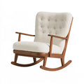 Fauteuil à bascule 70 x 92 x 98 cm en bois brun et tissu bouclette écru style rétro
