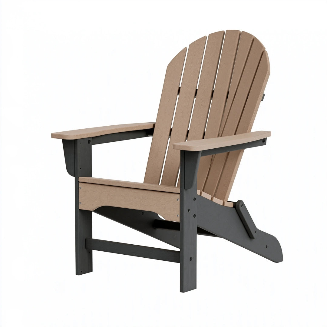 Fauteuil Adirondack pliant 80 x 90 x 98 cm en plastique beige et noir pour extérieur