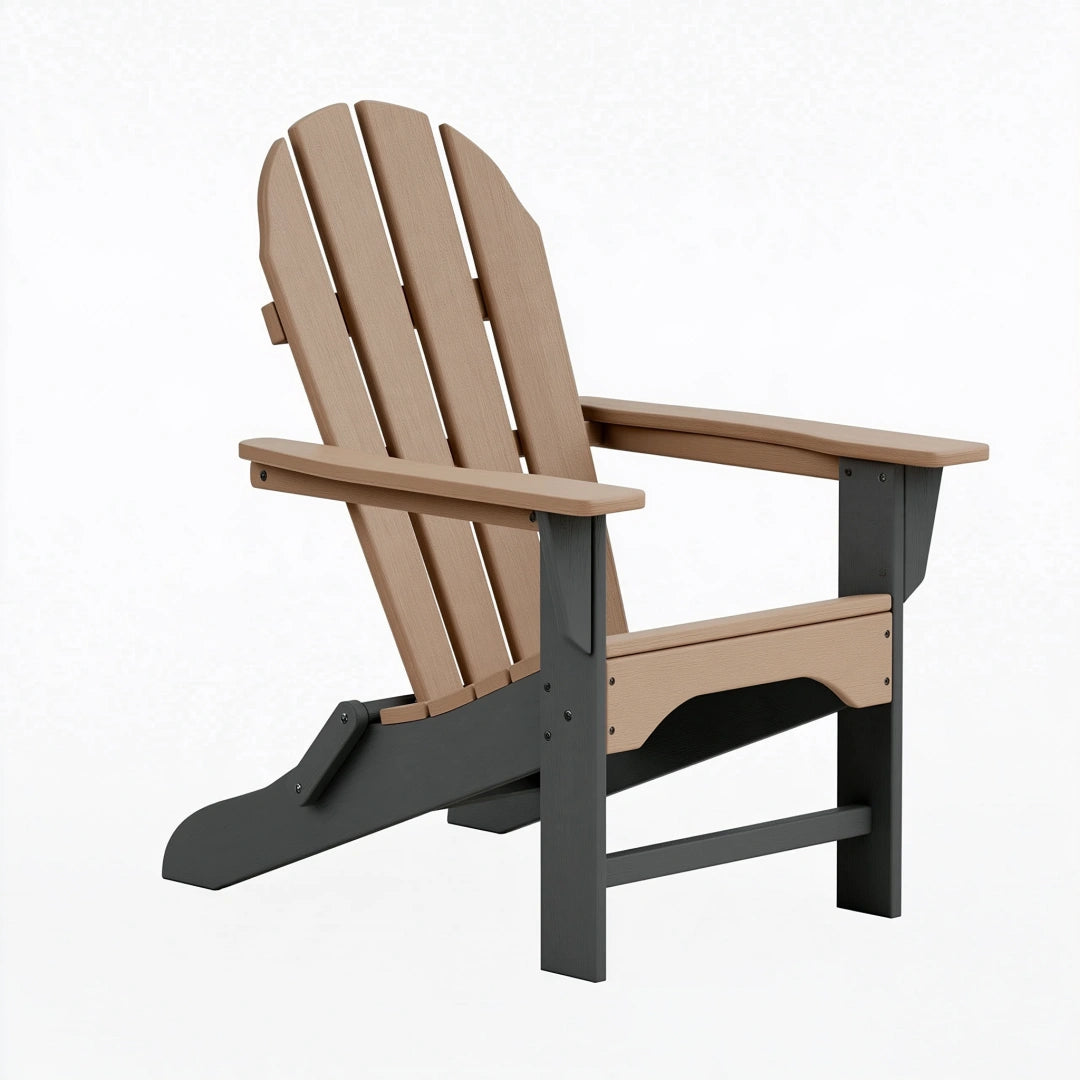 Fauteuil de jardin Adirondack 88 x 78 x 98 cm en plastique aspect bois beige et noir