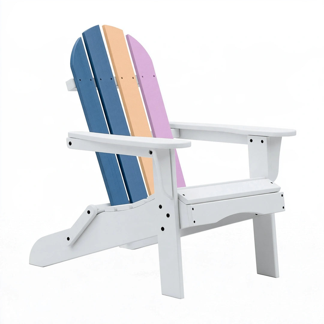 Fauteuil Adirondack 83 x 76 x 95 cm en bois peint blanc bleu pêche violet pour extérieur