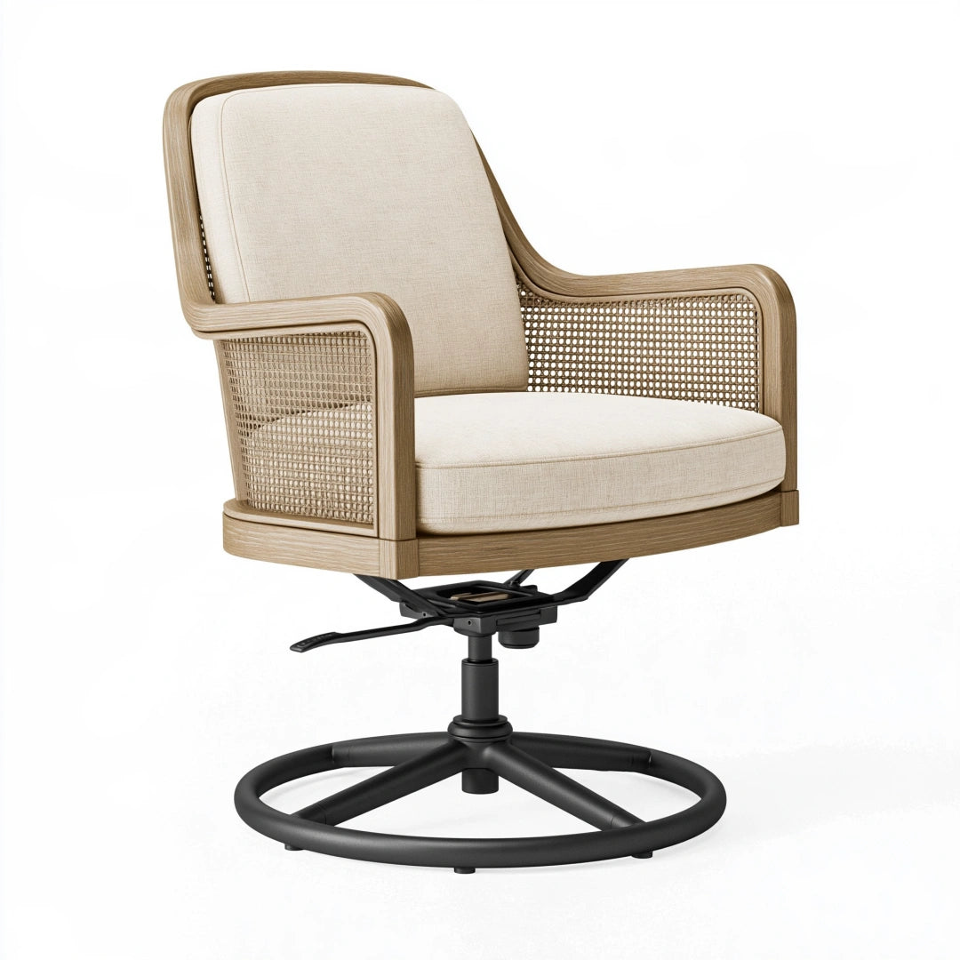 Fauteuil de bureau 68 x 70 x 95 cm en bois beige avec cannage pivotant