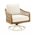 Fauteuil pivotant 82 x 78 x 87 cm en bois et corde beige style naturel