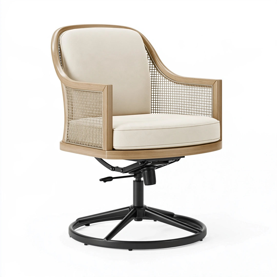 Fauteuil de bureau 66 x 65 x 88 cm en bois beige pivotant style naturel