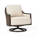 Fauteuil de jardin pivotant 78 x 82 x 92 cm en tissu beige et métal noir style contemporain