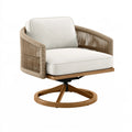 Fauteuil pivotant 80 x 78 x 82 cm en bois et cordage beige style naturel