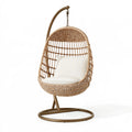 Fauteuil suspendu 105 x 105 x 195 cm en rotin beige avec support métallique style bohème