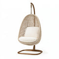 Fauteuil suspendu 105 x 105 x 195 cm en rotin beige avec support métal pour intérieur style bohème