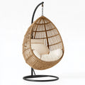 Fauteuil suspendu 105 x 95 x 195 cm en rotin naturel et métal noir style bohème
