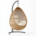 Fauteuil suspendu 105 x 105 x 200 cm en rotin naturel et métal noir style bohème pour intérieur
