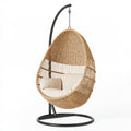 Fauteuil suspendu 105 x 105 x 195 cm en rotin naturel et métal noir - style bohème pour intérieur