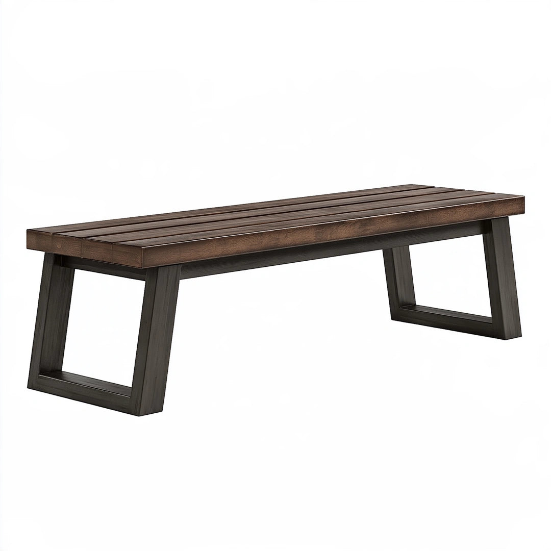 Banc 140 x 40 x 45 cm en bois marron foncé pour salle à manger style industriel