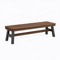 Banc de jardin 180 x 35 x 45 cm en bois brun et métal noir - assise à lattes style industriel