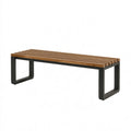 Banc de jardin 120 x 40 x 45 cm en bois marron et métal noir - style industriel